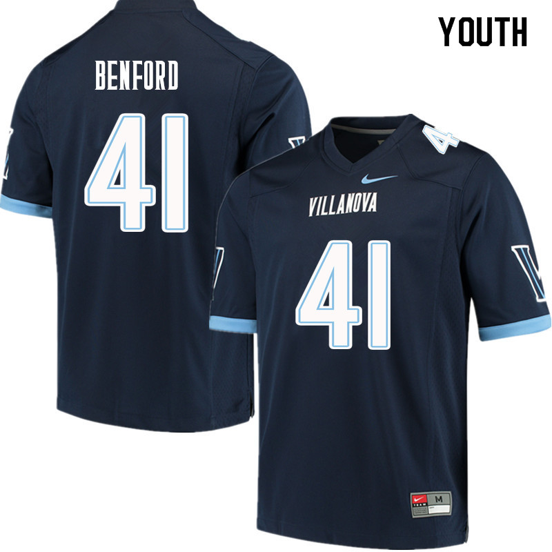 Youth #41 Christian Benford Villanova Wildcats College Football Jerseys Sale-Navy - Click Image to Close